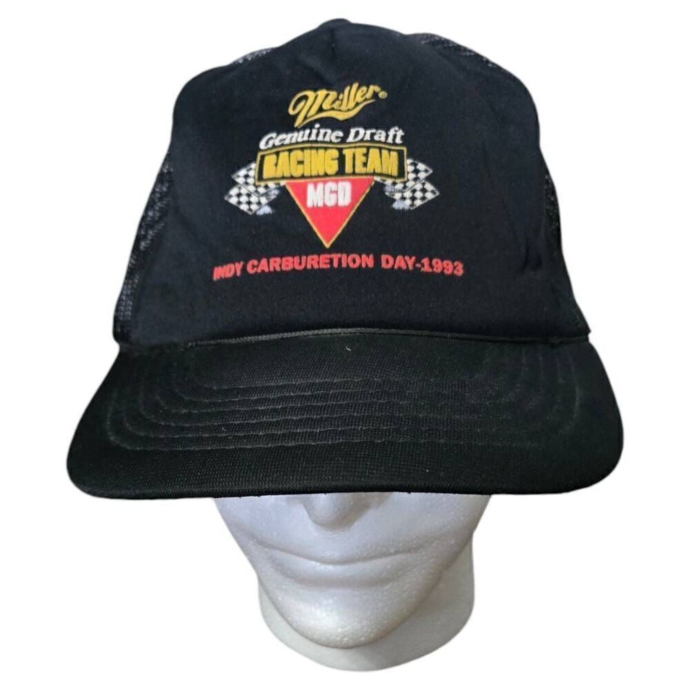 Vintage Miller Racing Team Indy Carburetion Day 1993 Black Trucker Snapback